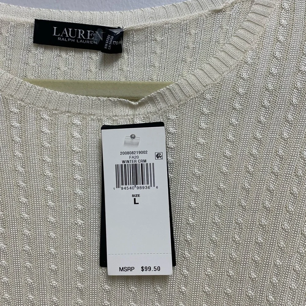 Lauren Ralph Lauren Women's Ivory Crew Neck Sweater size large - Picture 1 of 6